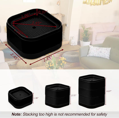 Kvoike 12 Pack Furniture Risers, Adjustable Bed Risers Heavy Duty Stackable Bed Raisers for Table Desk Couch Chair Sofa Cabinet Bed Legs Lift Height 1" (12, Black-2)