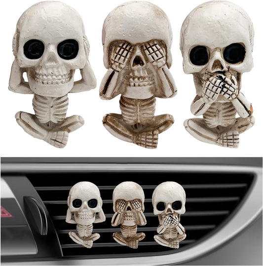 JUSTTOP 3 PCS Skull Car Air Freshener, Cool Skeleton Auto Air Freshener with Vent Clips, Air Fresheners Vent Clips Diffusers for Car Office Home Decor, Interior Car Accessories