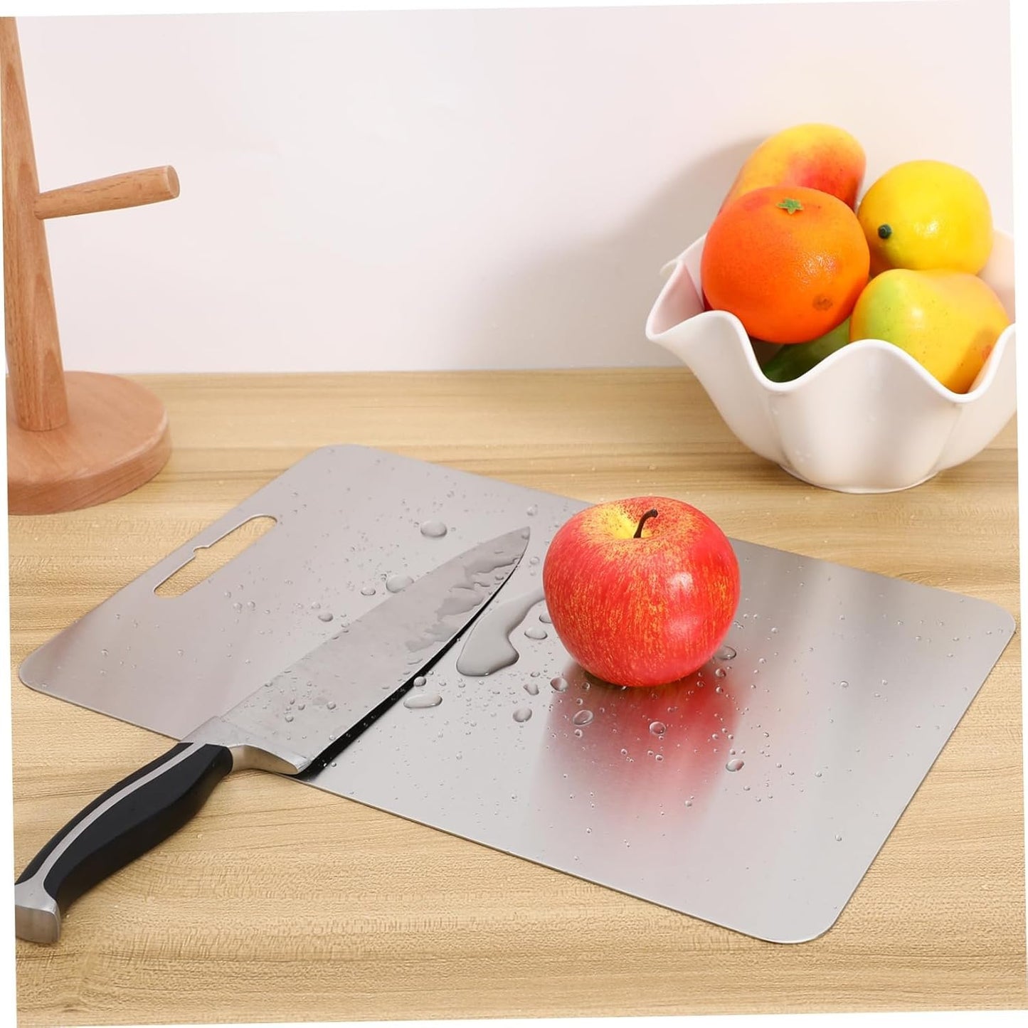 BESTOYARD Stainless Steel Cutting Board Double Sided Food Grade Chopping Board Kitchen Prep Tool for Fruits Vegetables Meat Thick Rounded Edges for Safety