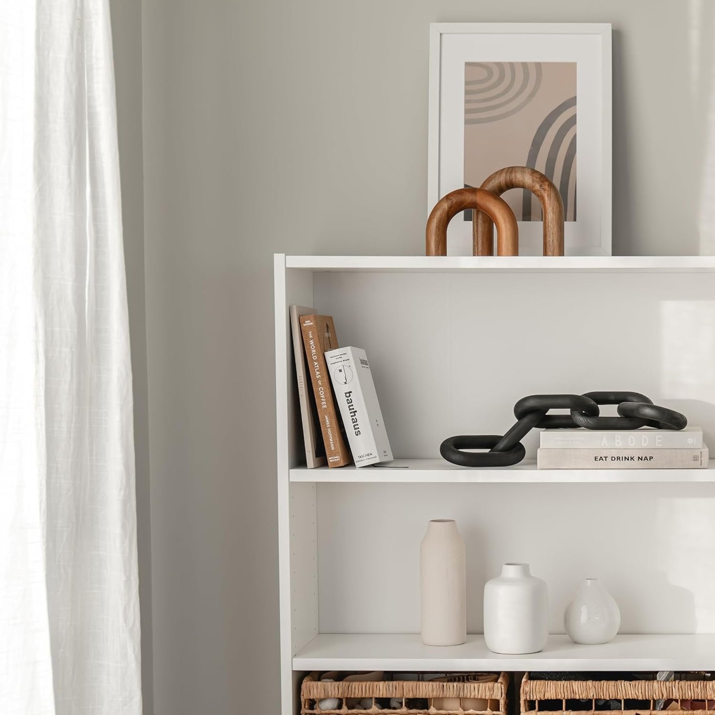 PEAKOLY Wood Arch Bookshelf - Modern Home Decor Accents for Coffee Table, Entryway, Living Room, Desk - Decorative Objects and Aesthetic Shelf Items