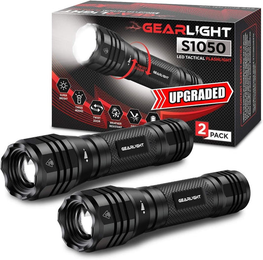 GearLight LED Flashlights S1050 [2 Pack] - Powerful High Lumens Zoomable Tactical Flashlight - Bright Small Flash Light for Camping Accessories, Emergency Gear