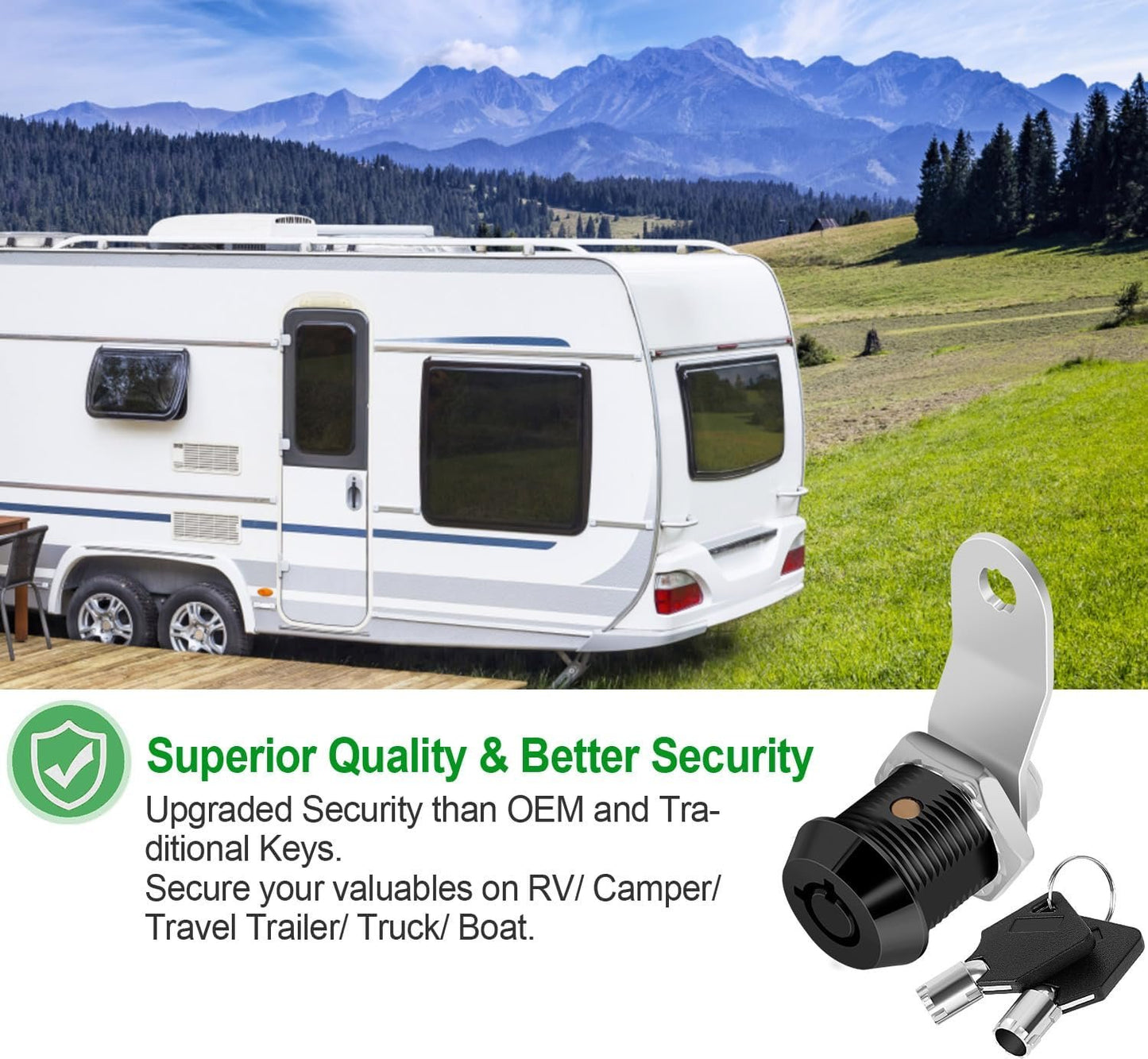 5 Pack Tool Box Lock with Keys, 5/8" RV Storage Lock Keyed Alike, Cabinet Lock Cam Locks for Toolbox Lock Replacement Mailbox RV Compartment Locks with Manual (Black -5 Pack, 5/8 Inch)