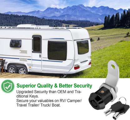 5 Pack Tool Box Lock with Keys, 5/8" RV Storage Lock Keyed Alike, Cabinet Lock Cam Locks for Toolbox Lock Replacement Mailbox RV Compartment Locks with Manual (Black -5 Pack, 5/8 Inch)