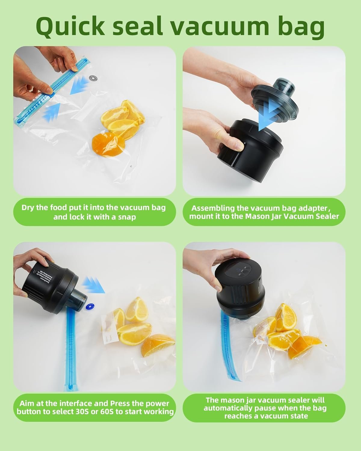 Electric Mason Jar Vacuum Sealer, Cordless 3-in-1 Vacuum Sealer Kit for Wide/Regular Mouth Jars, Wine Bottles & Containers, Food Storage & Fermentation (Black)