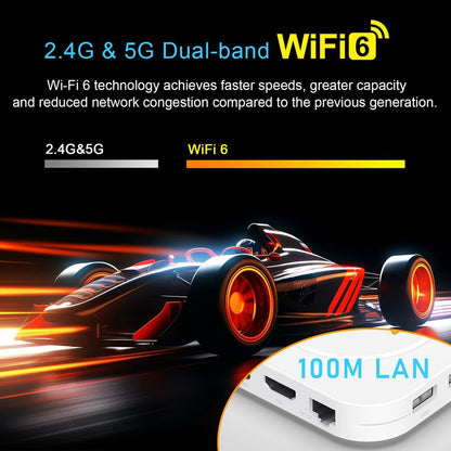 Android 14.0 TV Box, LEFFOT M1 Plus 4K Ultra HD Smart TV Box, 4GB RAM + 128GB ROM, Streaming Device for TV, Support HDR10, Voice Control, 2.4G & 5G WiFi 6, 100M Ethernet, BT 5.4, RK3528 Quad Core A53