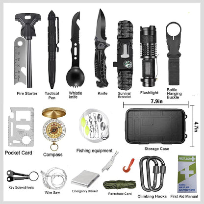 Survival Kits 19 in 1 for Men,Ideal Christmas and Birthday Gifts for Men, Husband, Boyfriend - Survival Gear and Equipment for Hiking, Fishing, Hunting, and Outdoor Activities