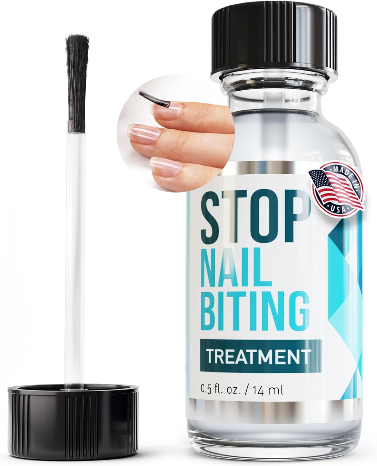 Stop Nail Biting Treatment - Clear, Bitter-Tasting Nail Polish To Stop Nail-Biting - Easy To Apply and Safe For Children - Nail Strengthener Solution - Nail Care for Healthy Nail Growth (0.5 fl oz)