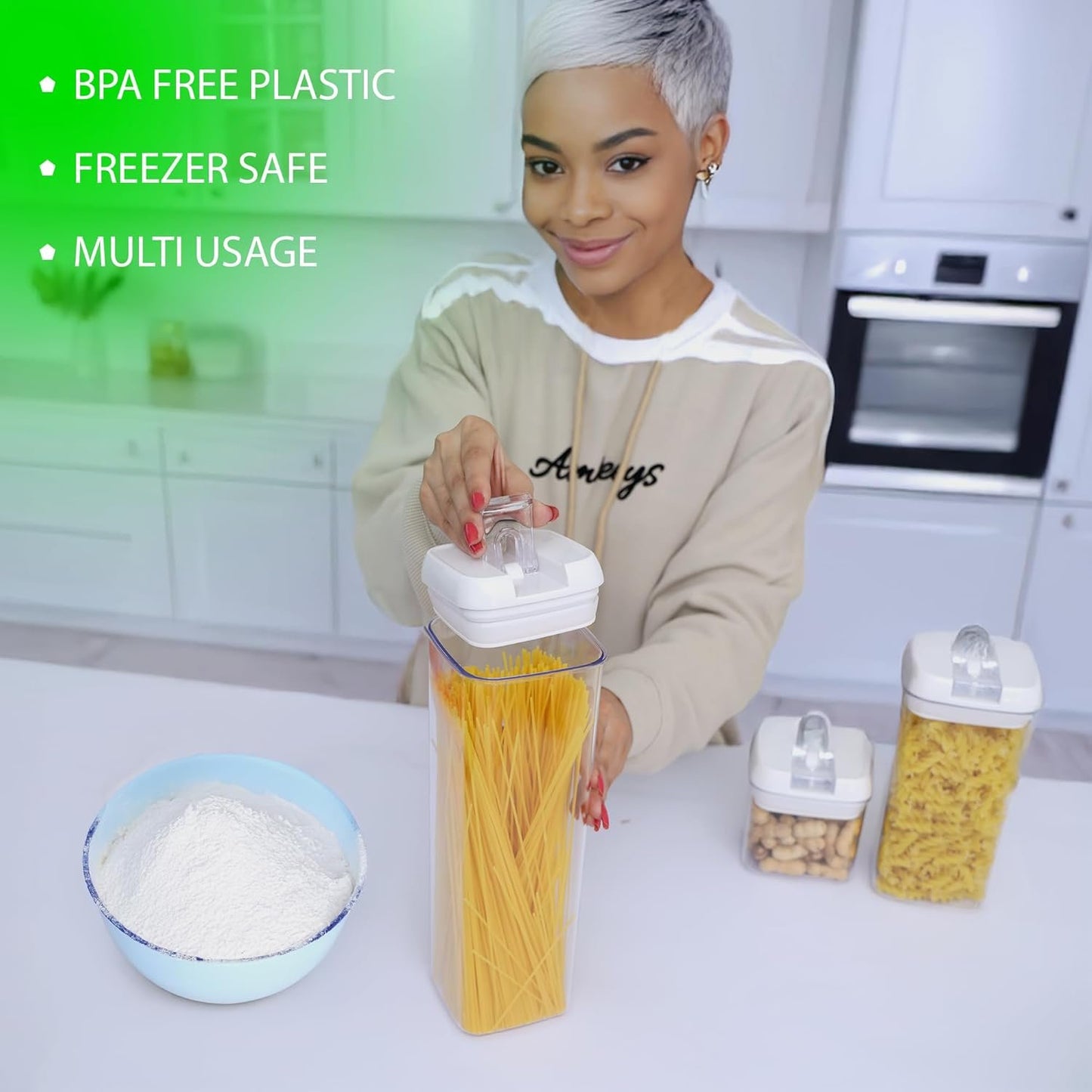 CINIMAX Premium 14-Pack Food Storage Containers with Lids-Crystal Clear Kitchen Storage Plastic Containers with Airtight Fliplock Lids-Durable & Versatile Food Containers with 20 Labels & Pen (White)