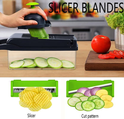17-in-1 Vegetable Chopper for Meal Prep, Vegetable Cutter for Salad Veggie Potato Carrot etc, Grinding, shredding, Slicing, and Dicing, Easy to Clean Shredder Slicer Grater Kitchen Tools.