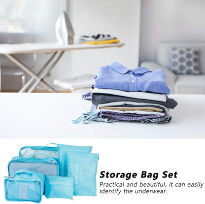 Tomotato 6 Pieces Travel Bag, Multifunctional Travel Luggage Organizer, Lightweight Packaging Bags for Travel Accessories(Blue)