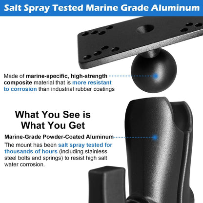 WINDFRD Aluminum 1.5" Ball Fish Finder Mount for Hummingbird Helix 5,7, etc., C Size Universal Marine Electronics Mount, Compatible with RAM, Arkon, iBolt and More