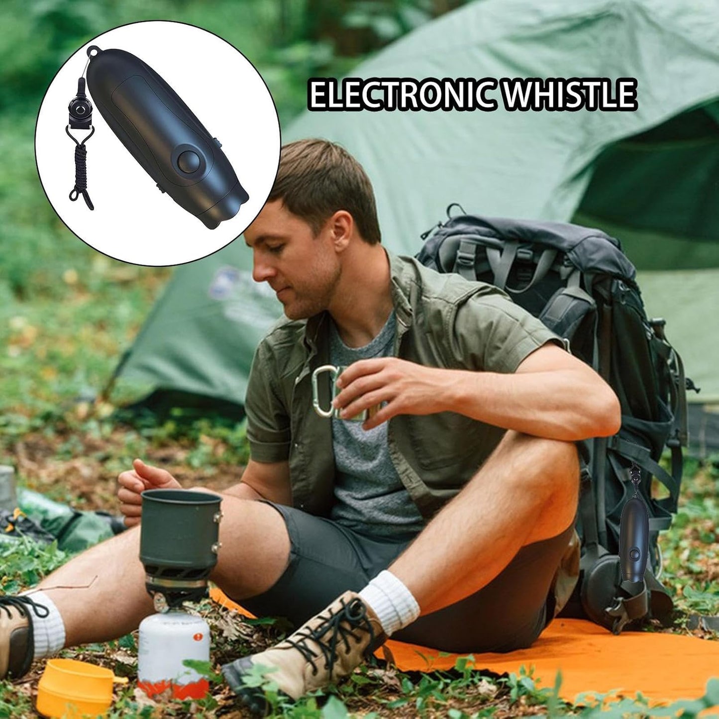 Electric Whistle, Safety Sports Whistle, 3 Tone Adjustable Sound, Ricaricabile con cordino, Alert Alert Tool for Coaching Outdoor Events, Black/Blue