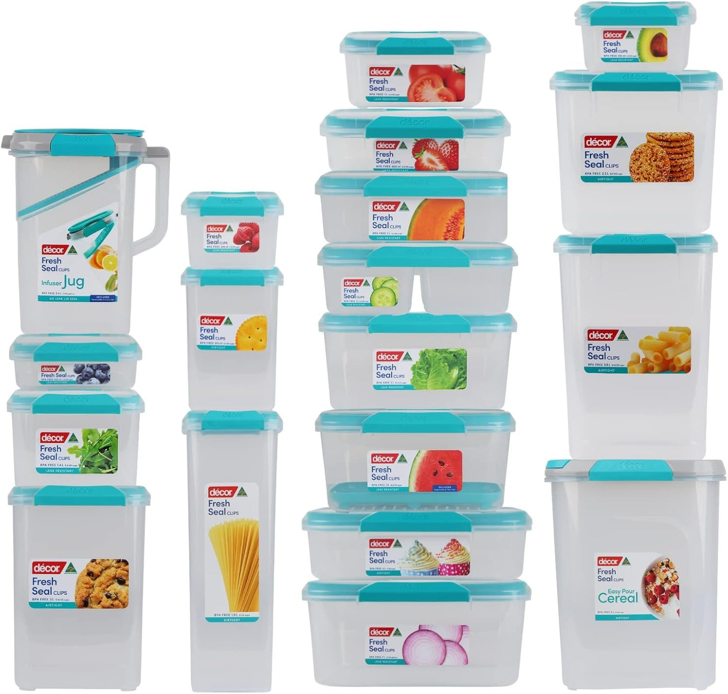 DÃ©cor Match-ups Clips | Food Storage Pantry Container | Ideal for Meal Prep | BPA Free | Dishwasher, Freezer & Microwave Safe, Polypropylene, 3L, Transparent, 232200-004