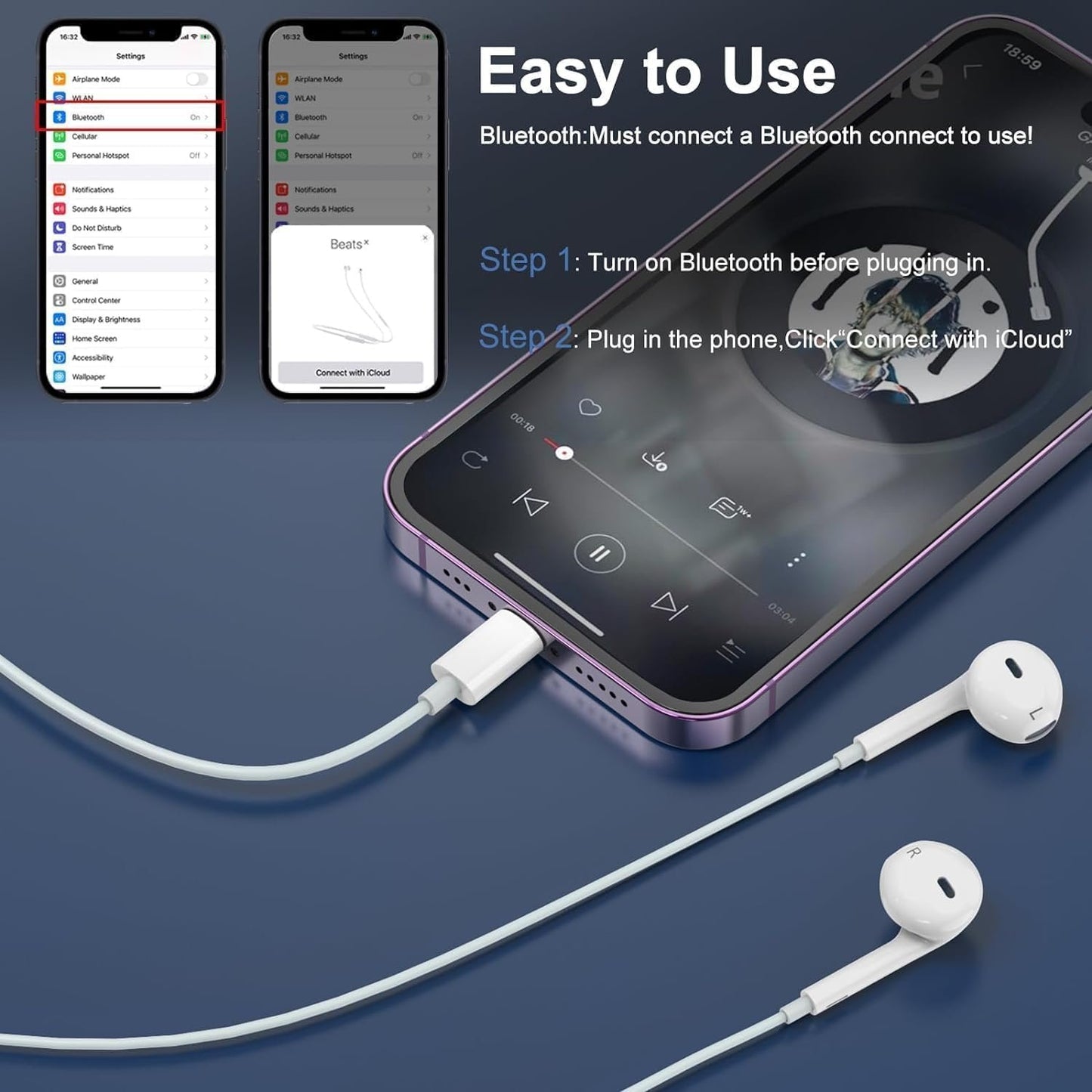 2 Pack Apple Earbuds Wired Lightning iPhone Headphones [Apple MFi Certified] Built-in Microphone & Volume Control in-Ear Headset Compatible with iPhone 14/13/12/11 Pro Max/Xs Max/XR/7/8 Plus-All iOS
