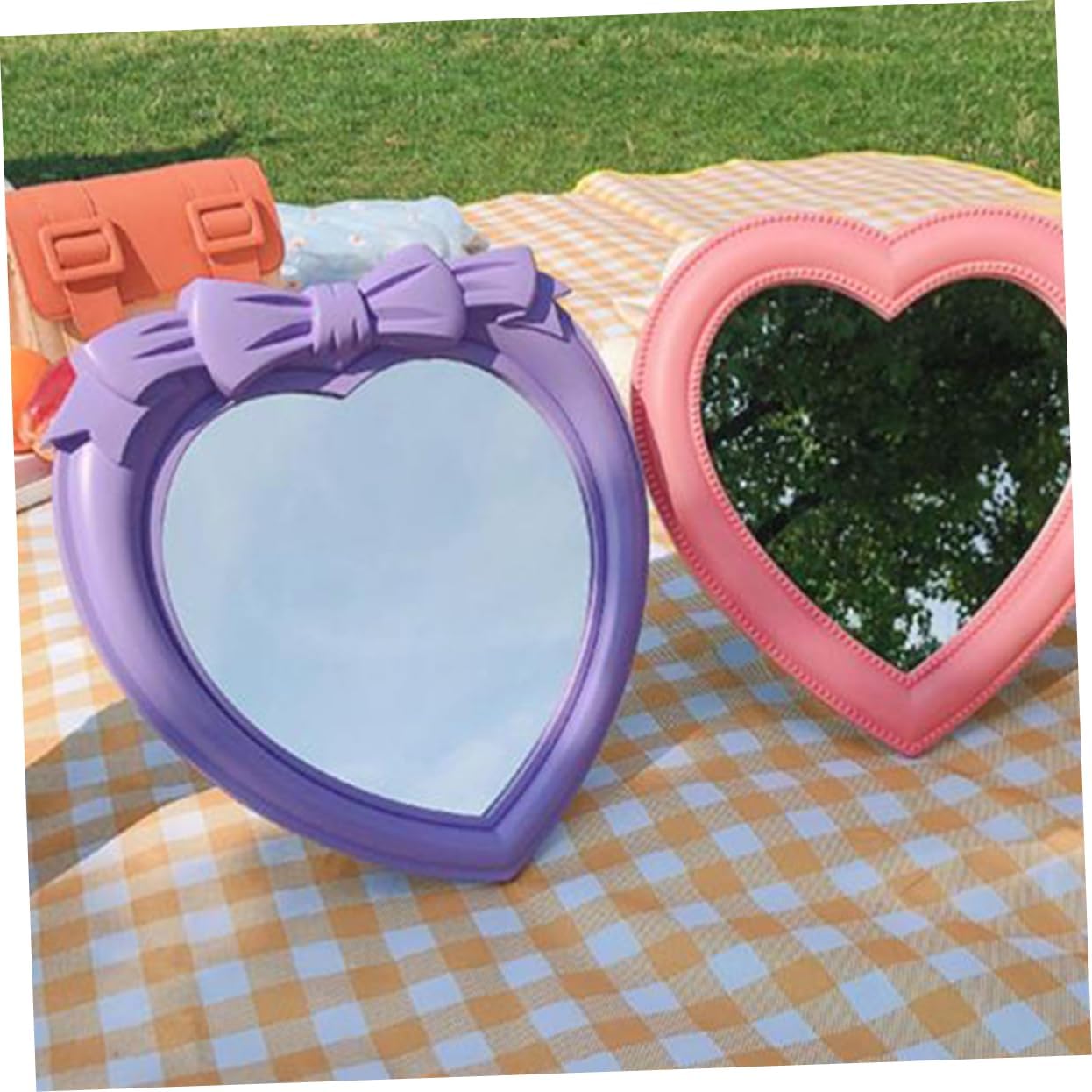 VNGBFGDFVN 2 x Mirror Travel Cosmetic Photo Props Tabletop Small Vanity Home Decor Dining Room Decor for Table Desk Top