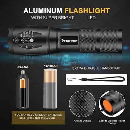 Tactical Flashlights 5 Pack Light Torch Flashlight Brightest LED Flashlight with 5 Modes Adjustable Waterproof Flashlight for Biking Camping