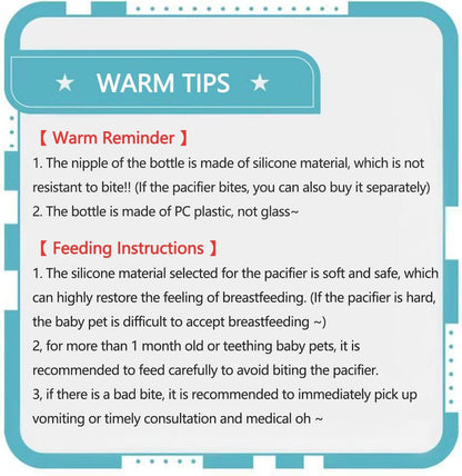 Cozioz Pet Nursing Bottles for Kittens and Puppies, Anti-Choking Design Puppy Feeder, with 3pcs Replaceable and Reusable Silicone Nipples for Feeding Newborn Pets (for Pets)