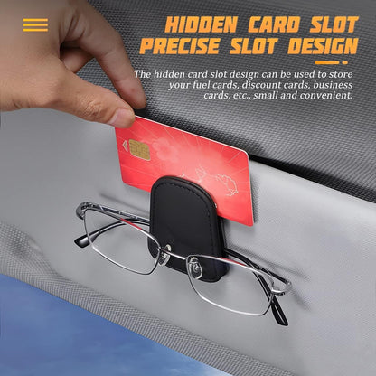 Sunglasses Holders for Car Sun Visor, Leather Eyeglasses Hanger Mounter, Magnetic Glasses Holder and Ticket Card Clip, Auto Interior Accessories Universal for SUV Pickup Truck (Carbon Fiber)