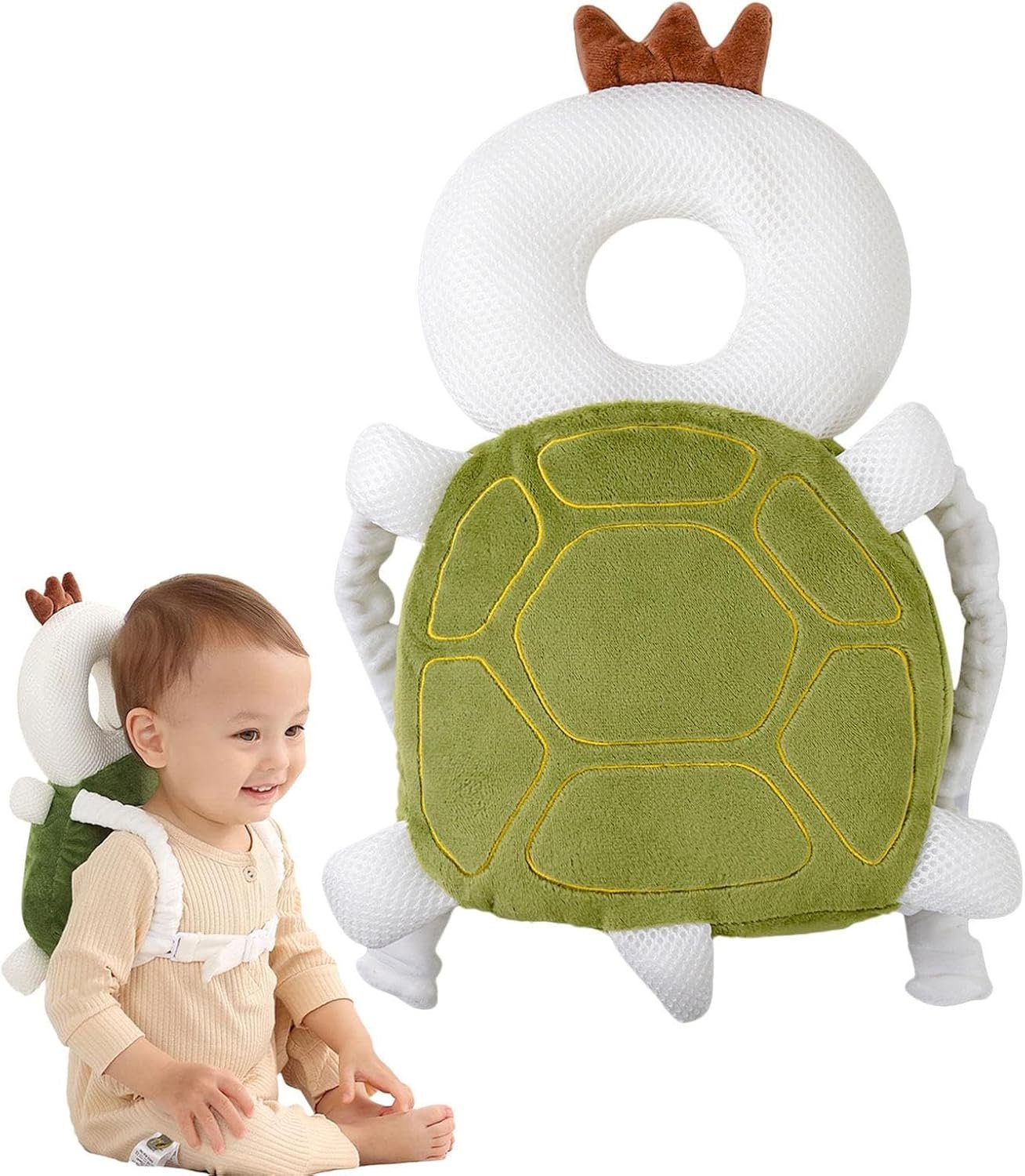 Head Protection Cushion, Adjustable Infant Safety Pads, Baby Backpack Head Protection Pillow, Child Anti-Fall Back Protector, Cartoon Animal Shape Mesh Toddler Safety Head Protector for Baby Walking