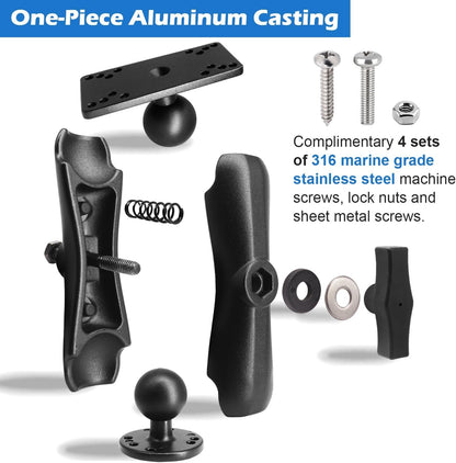 WINDFRD Aluminum 1.5" Ball Fish Finder Mount for Hummingbird Helix 5,7, etc., C Size Universal Marine Electronics Mount, Compatible with RAM, Arkon, iBolt and More