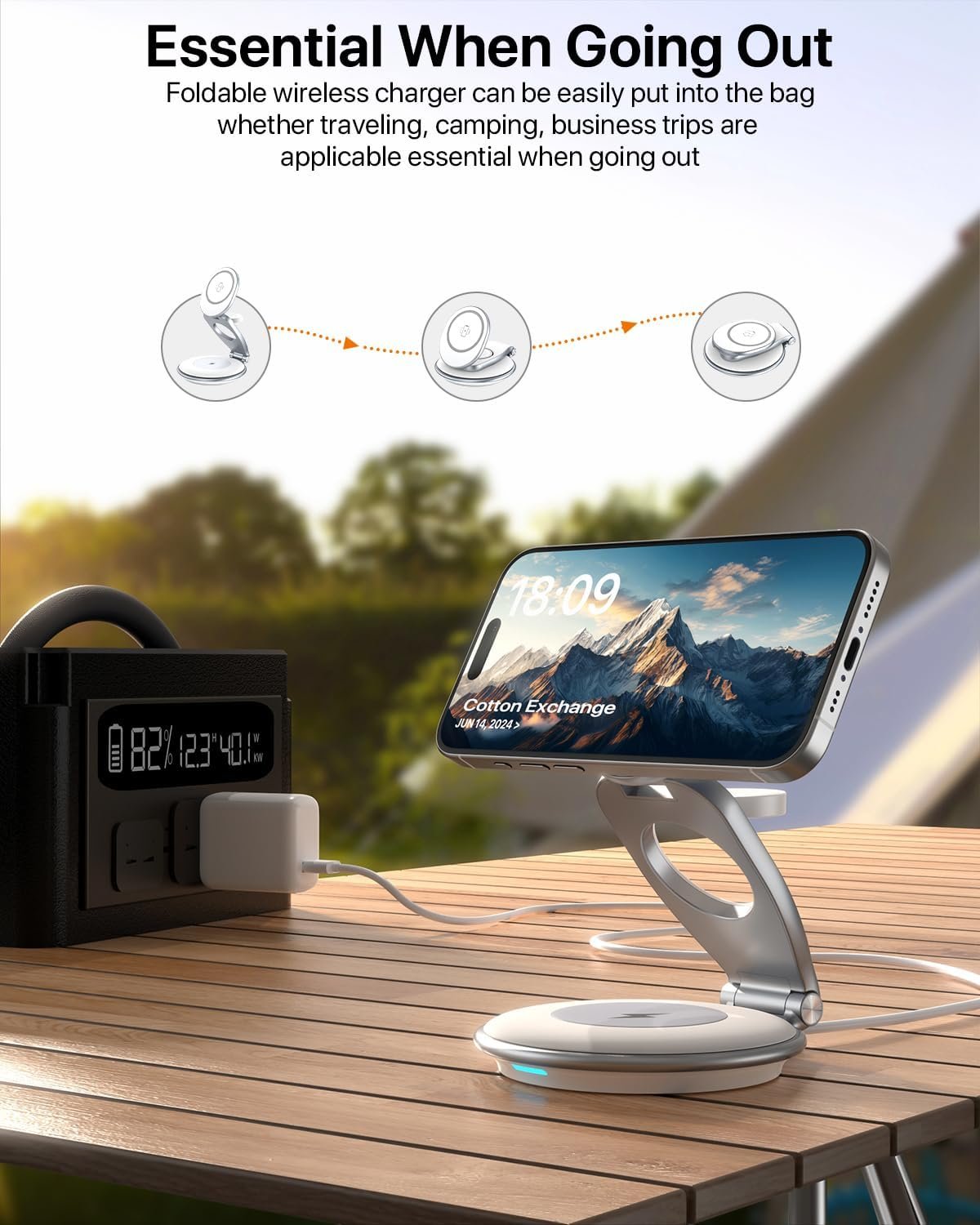 EXW for MagSafe Charger, 3 in 1 Wireless Charging Station for iPhone Charger, 15W Wireless Fast Charger Stand with 30W Adapter for iPhone 16/15/14/13/12 Series, Airpods and Apple Watch Charge (White)