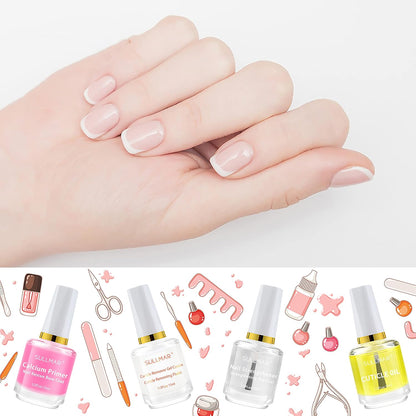 Nail Cuticle Oil Nail Repair Nail Hardener Nail Strengthener Nail Rescue Calcium Primer for Thin Nails Growth Nail Repair Nail Care Kit with Cuticle Oil Cuticle Remover Gel Cream 4in1