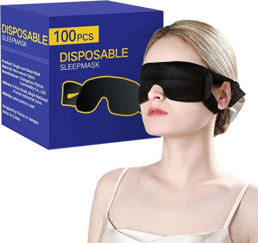 CROUVM Pack of 100 Disposable Sleep Eye Mask for Men Women, Blindfold Eye Mask Shade Cover for Sleeping, Night Sleep Mask, Block Out Light, Soft Comfort Eye Shade Cover for Travel Yoga Nap