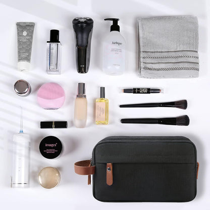 Toiletry Bag Oxford Cloth Toiletry Bag for Men and Women Portable Travel Shaving Dopp Kit Water-Resistant Cosmetic Bag Travel Organizer Storage for Accessories, Black