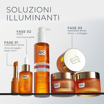 RoC - Multi Correxion Revive + Glow Eye Balm - Vitamin C Formula And Peptides - Reduction Of Dark Cracks And Bags - Contactless Application - Hypoallergenic - 4g