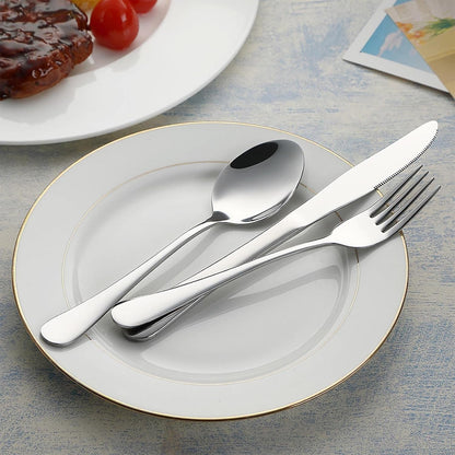 Portable Travel Utensils, Reusable Silverware with Case for Fixing Tableware, 9 Pieces Stainless Steel Stable Flatware Set, Camping Picnic Cutlery Set (Silver Set)