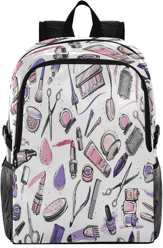Blueangle Hairdressing Gear Pattern Backpack Lightweight Foldable Travel Camping Hiking Outdoor Sports Waterproof Backpack (423), Hairdressing Equipment Pattern, 11.2*5.9*18.5in, Hairdressing Equipment Pattern, 11.2*5.9*18.5in