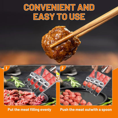 Cozioz 4-in-1 Meatball Maker Tool, Stainless Steel Kitchen Gadget for Quickly Creating Uniform Meatballs or Round Pastries