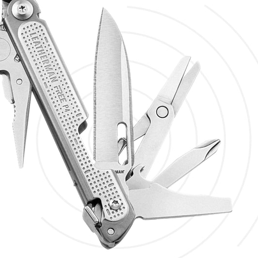 LEATHERMAN, FREE P4 Multitool with Magnetic Locking, One Size Hand Accessible Tools and Premium Nylon Sheath and Pocket Clip, Made in the USA