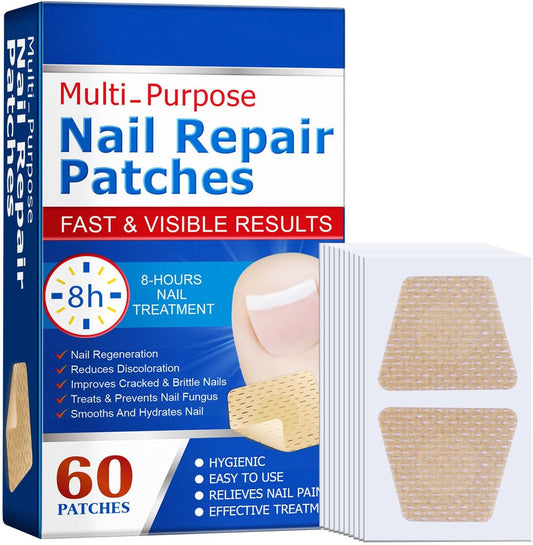 Nail Patches,Repair Patches,Care Pads,Made of Non-woven Fabric,Breathable, High Comfort,Cracked, Rough, Discolored, Brittle Nails,Restore Natural Radiance, Gentle Care,60 Tablets