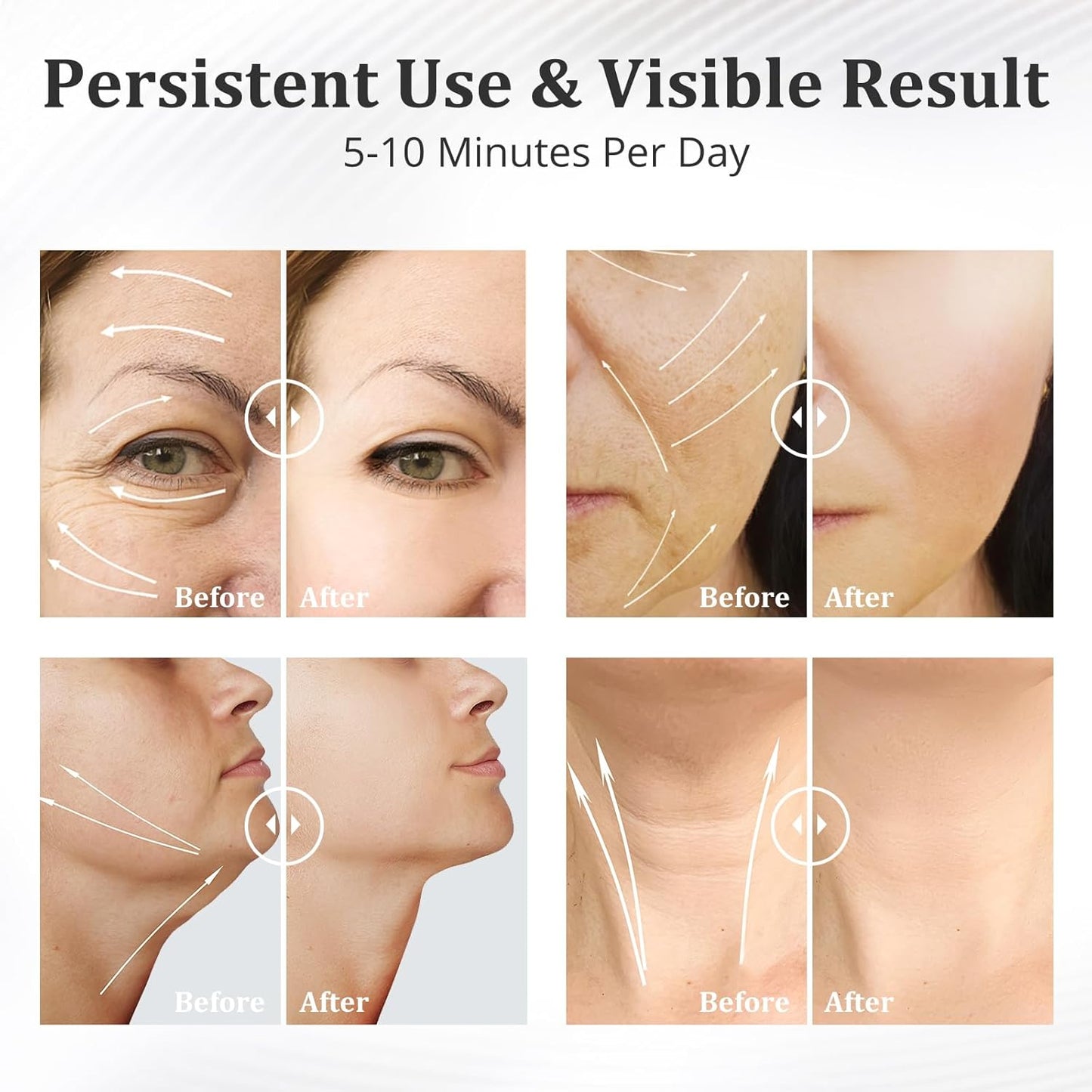 Aristorm Facial Massager for Face and Neck, 3 Color Modes Facial Massager Device，Neck Face Beauty Device with Vibrating, Warming Function ，at-Home Face Tool for Skin Care, Pearl White