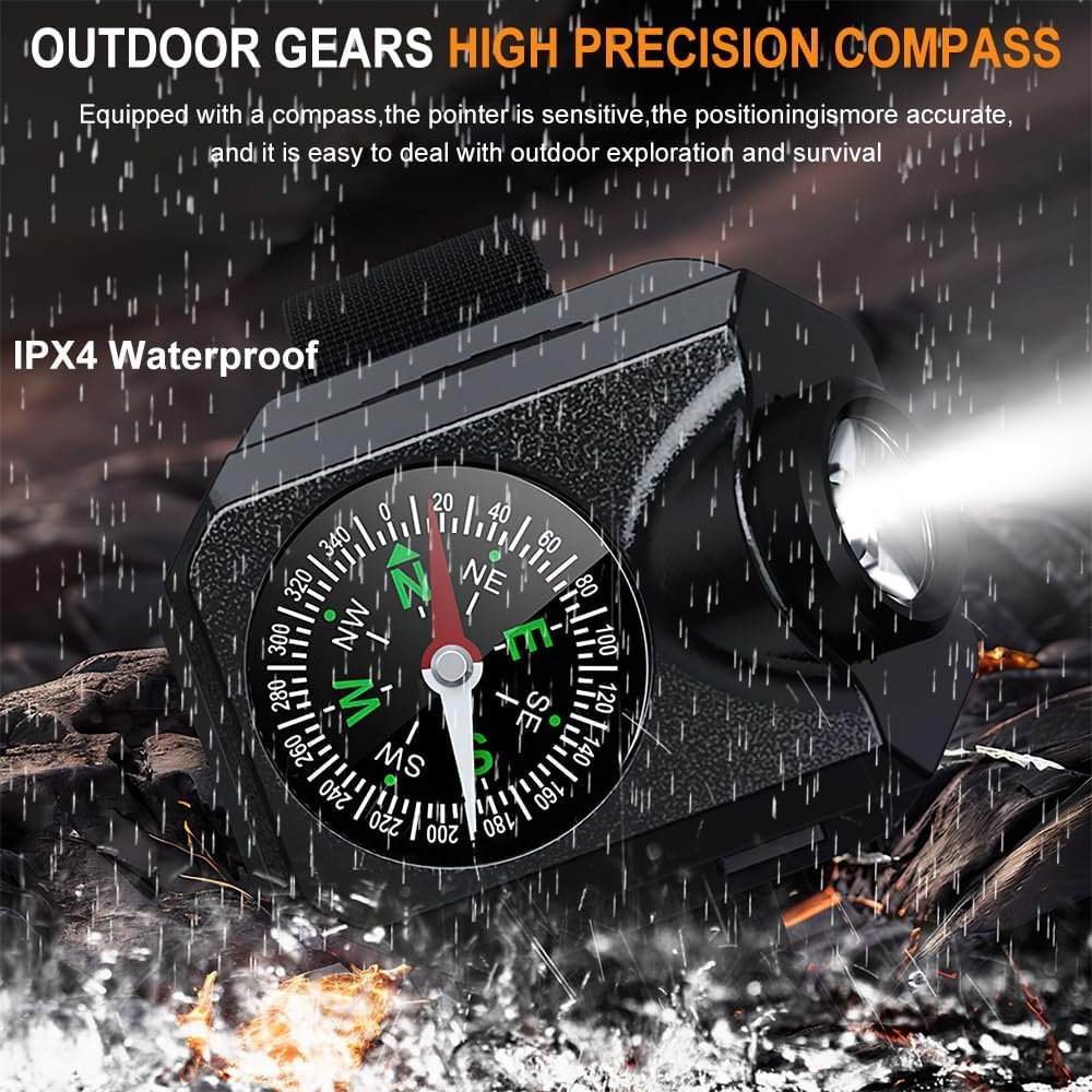 OBEST Torch Wrist Light, Waterproof Watch Flashlight with Compass Tactical Flashlights for Outdoor Running, Hiking, Camping, Biking, Mountain Climbing