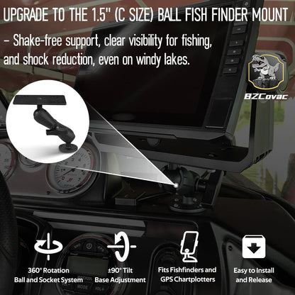 Aluminum Fish Finder Gimbal Mount with 1.5" / C Size Ball for Garmin, Lowrance, Humminbird & More - 360° Rotation & ±90° Tilt Adjustable Marine Electronics Depth Finder Mount