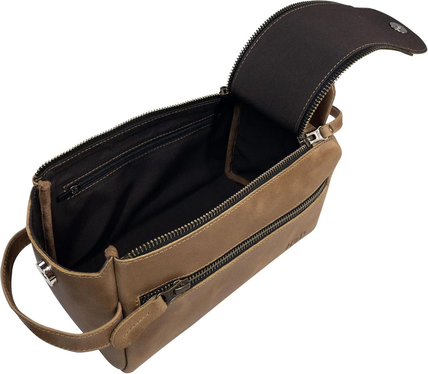Hide & Drink, Toiletry Bag w/Handles, Hygiene Organizer, Travel Dopp, Razor Case, Bathroom, Shaving, Cosmetic Storage, Travel & Grooming Essentials, Full Grain Leather, Handmade, Single Malt Mahogany,