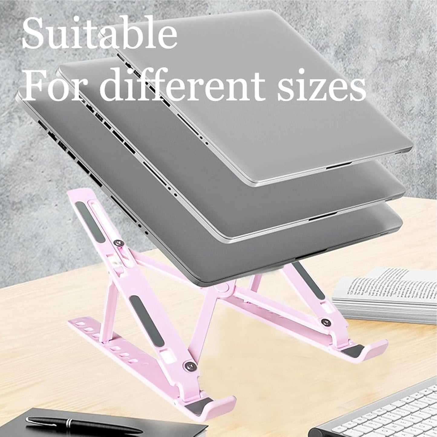 Notebook Stand Bracket | Ergonomic Pad Stand,Height Adjustable Alloy Cooling Laptop Riser for Notebook, Laptop, Computer, PC