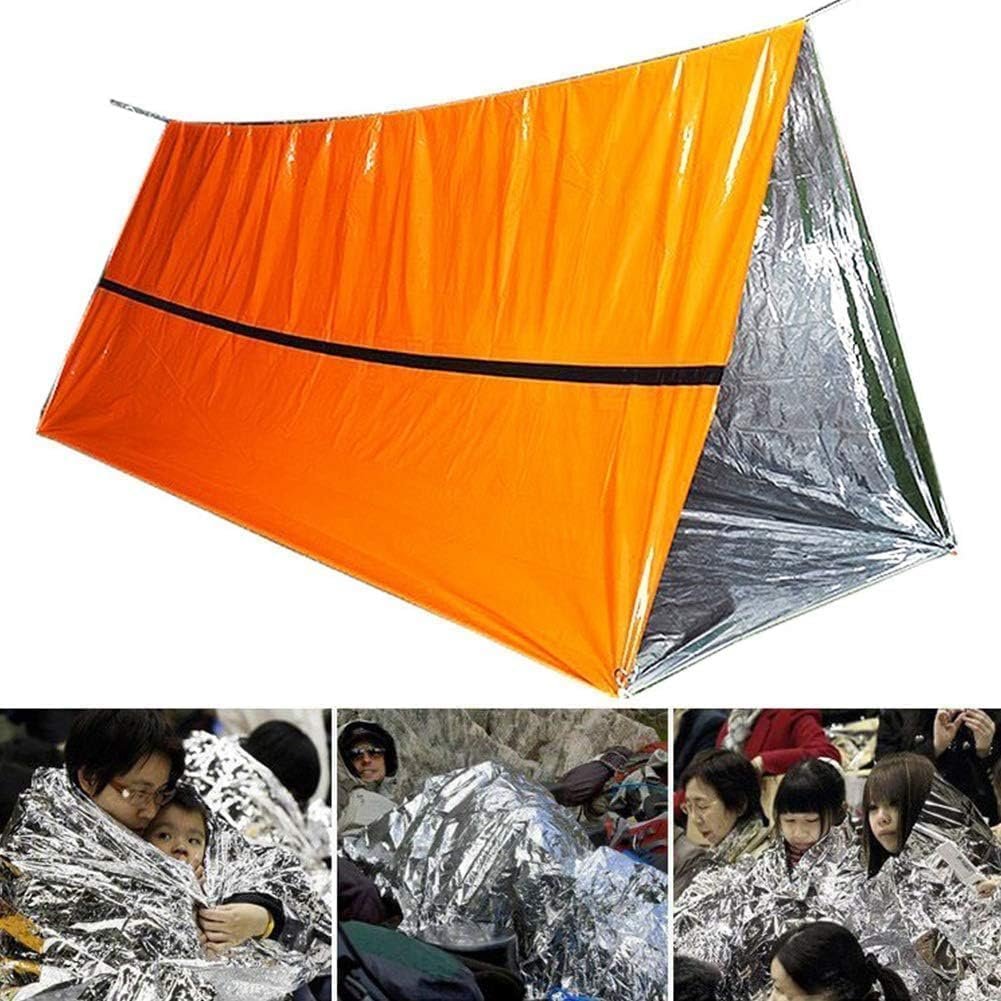 Emergency Sleeping Bag, Orange Thermal Survival Sleeping Sack, Survival Blanket, Reusable Camping Travel Tent for Backpacking Hiking