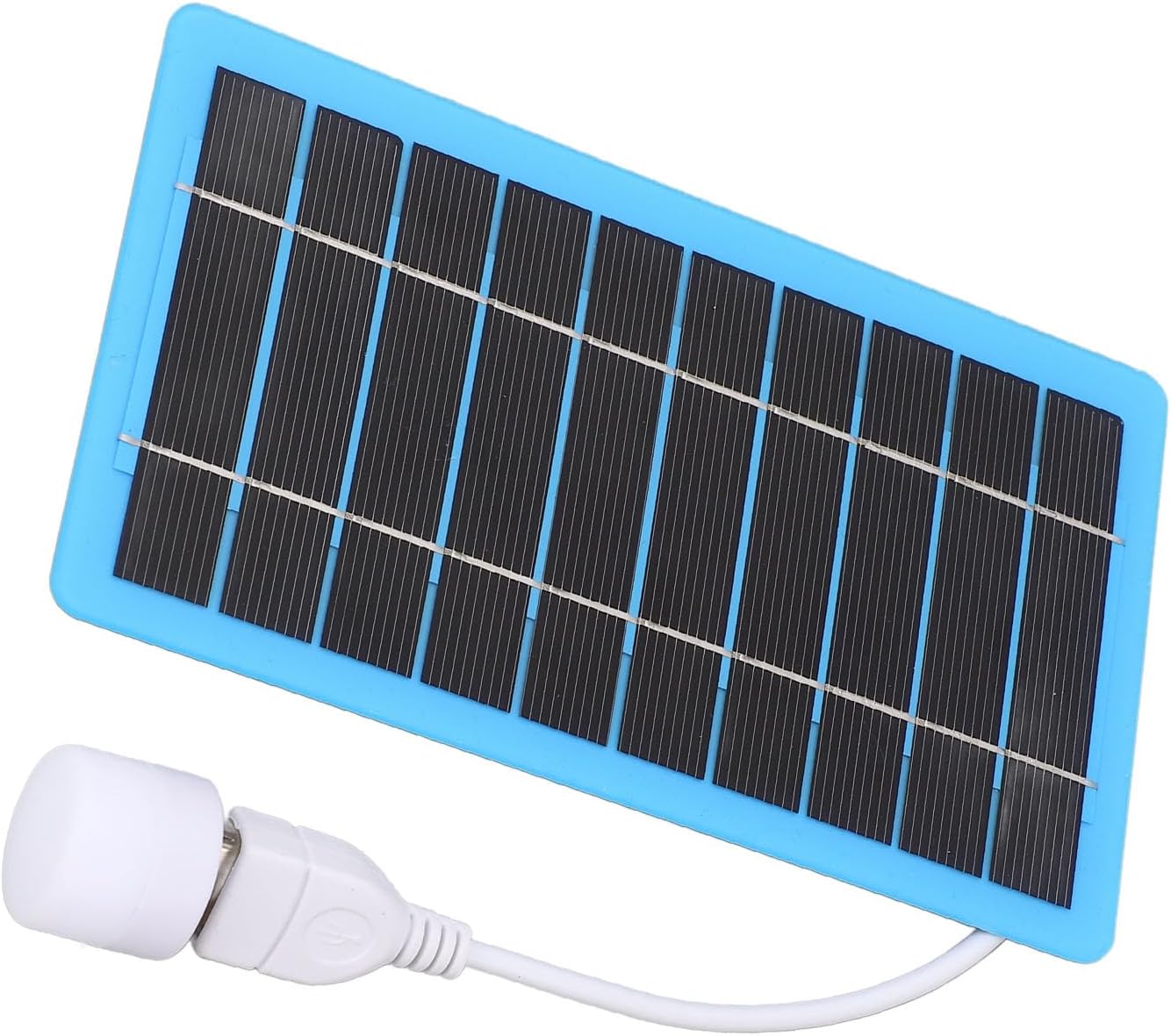 ASHATA 5V 5W Small Blue Solar Panel, USB Solar Charger with White Light, Modern Style, Moderate Efficiency, Ideal for Outdoor Activities, Emergency Light Source