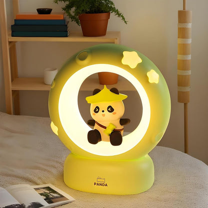Fravsiu Night Light, Bedside Lamp, Cute Moon Panda Tap Control Cartoon Decoration 3 Livelli Brightness, Bedroom Lighting with Soft Glow Ambience, Table Lamp for Girls Teens Boys, 4.72x2inch