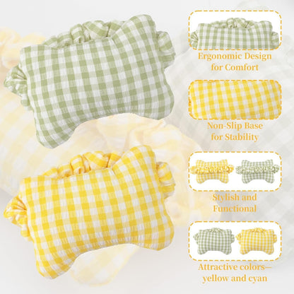 2PCS Wrist Rest for Mouse, Ergonomic Memory Foam Mouse Wrist Rest & Hand Rest for Mouse Summer, Small Non-Slip Base for Typing Pain, Mouse Pad Cushion for Office, Home, Gaming, Computer, Yellow/Cyan