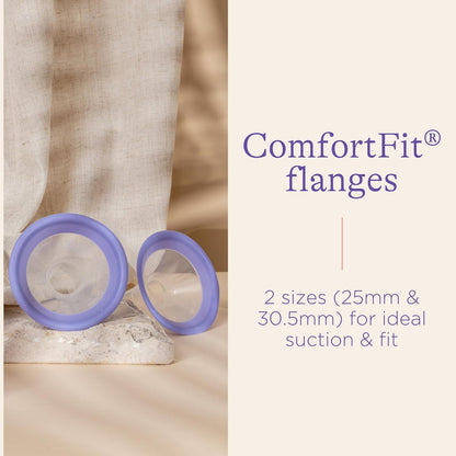 Lansinoh Manual Breast Pump, Ergonomic, Easy Express & Dual Mode, 1 Count, Includes 2 Flange Sizes (Standard & Large), and NaturalWave Nipple, Cap & Collar, All for Ideal Suction, Storage and Feeding