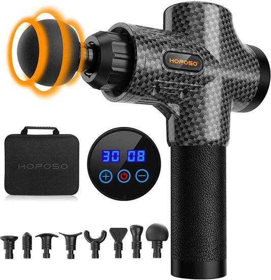 Massage Gun Powerful Portable Sports Massage Gun with 30 Speeds 8 Massage Heads, High Speed Quiet Motor Massage Gun, LCD Screen, Carry Case, Gift for Men Women