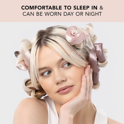 Kitsch Satin Heatless Curling Rod - Heatless Hair Curler for Overnight Curls, Soft Hair Curlers to Sleep In, Heatless Curlers for Women, No Heat Curls for Short Hair & Long Hair, 6pcs - Rosewood