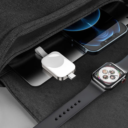 MMOBIEL Wireless Charger Compatible with Apple Watch - Compact USB-C Travel Charger for Apple iWatch - Magnetic Fast Charging Also Compatible with AirPods