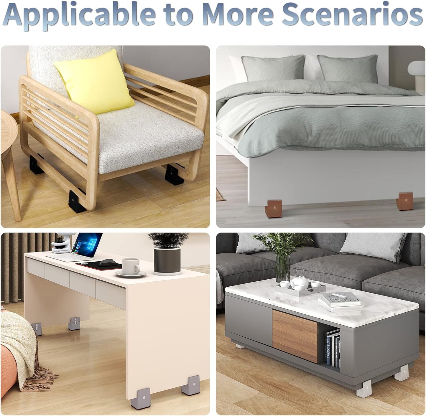 RCHYFEED Furniture Riser Height 10cm Adjustable Screw Clamp, 4 Inch Bed Riser Riser, Furniture Legs Space Saver Protects Floor, Feet for Bed Sofa and Cabinets