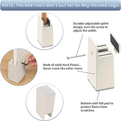 RCHYFEED Furniture Riser Height 10cm Adjustable Screw Clamp, 4 Inch Bed Riser Riser, Furniture Legs Space Saver Protects Floor, Feet for Bed Sofa and Cabinets