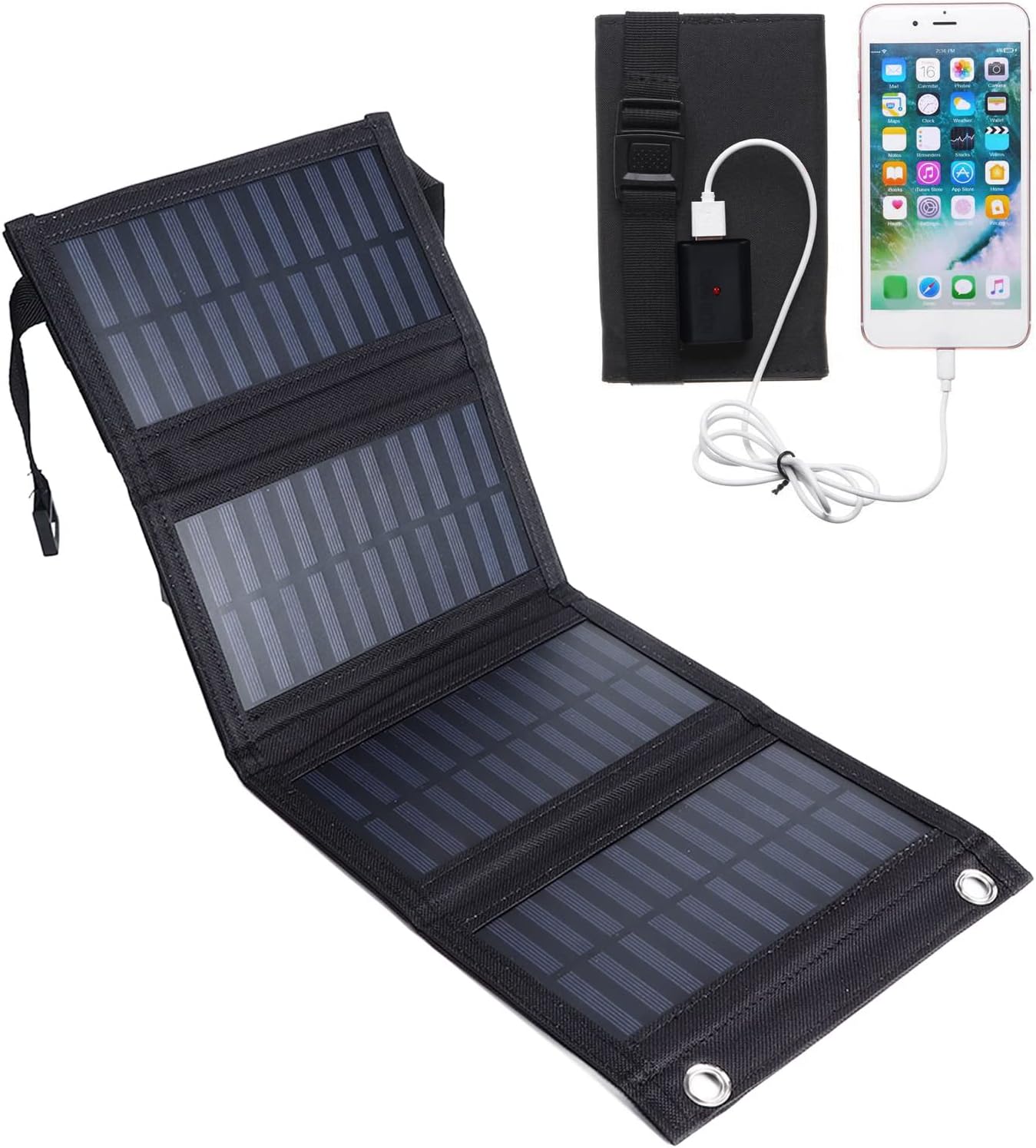 Solar Panel, Foldable Portable Strong Power Output Solar, Output Current 1200ma, for Camping, Hiking, Backpacking, Horseback Riding, Fishing(mp04b)